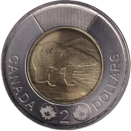 Монета 2 доллара. 2023 год, Канада. Карл III. Монета 2 доллара. 2023 год, Канада. Карл III.