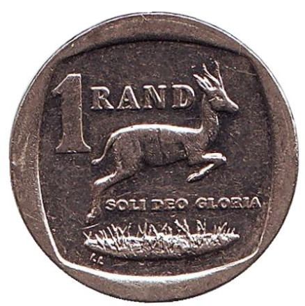 Монета 1 ранд. 2014 год, ЮАР. Газель.