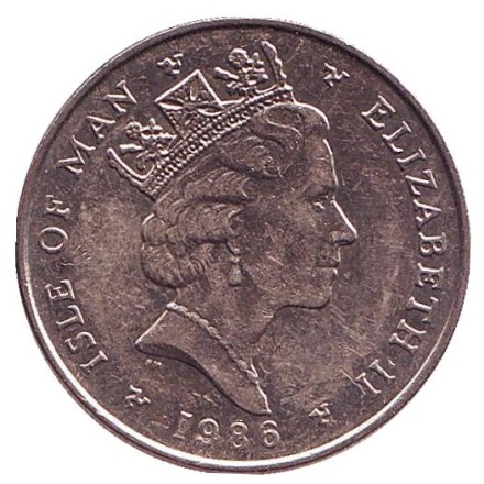 Монета 5 пенсов. 1986 год, Остров Мэн. (AB) Растение Крестовик. Монета 5 пенсов. 1986 год, Остров Мэн. (AB) Растение Крестовик.