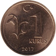 Монета 1 куруш. 2017 год, Турция. Монета 1 куруш. 2017 год, Турция.