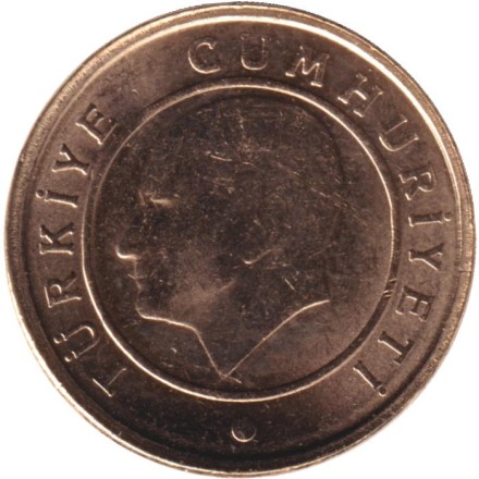 Монета 1 куруш. 2017 год, Турция.