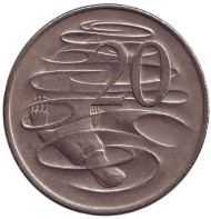 Монета 20 центов. 1971 год, Австралия. Утконос. Монета 20 центов. 1971 год, Австралия. Утконос.