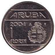 Монета 1 флорин. 2004 год, Аруба. Монета 1 флорин. 2004 год, Аруба.