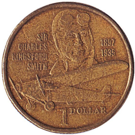 Монета 1 доллар. 1997 год, Австралия. 100 лет со дня рождения Чарльза Кингсфорда Смита.