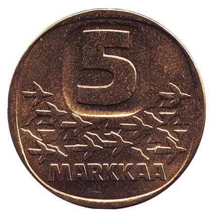 Монета 5 марок, 1980 год, Финляндия. UNC. Ледокол Урхо. Монета 5 марок, 1980 год, Финляндия. UNC. Ледокол Урхо.