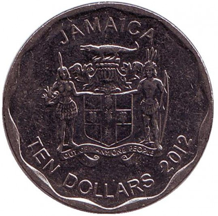 Монета 10 долларов. 2012 год, Ямайка. Джордж Гордон - национальный герой.
