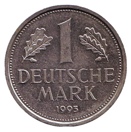 Монета 1 марка. 1993 год (A), ФРГ.