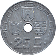 Монета 25 сантимов. 1943 год, Бельгия. (Belgique-Belgie) Монета 25 сантимов. 1943 год, Бельгия. (Belgique-Belgie)