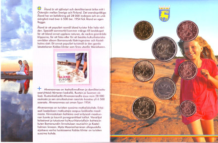 Аландские острова. Набор монет Финляндии (8 шт., с маркой). 2012 год, Финляндия.
