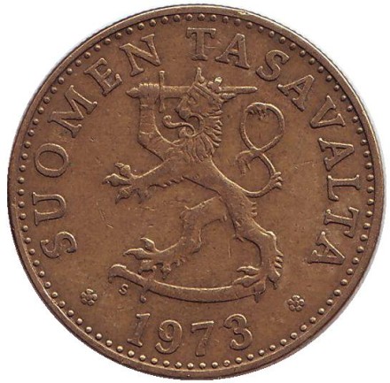 Монета 50 пенни. 1973 год, Финляндия. Монета 50 пенни. 1973 год, Финляндия.