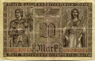 Рейхсбанкнота 20 марок. 1918 год, Германская империя. Рейхсбанкнота 20 марок. 1918 год, Германская империя.