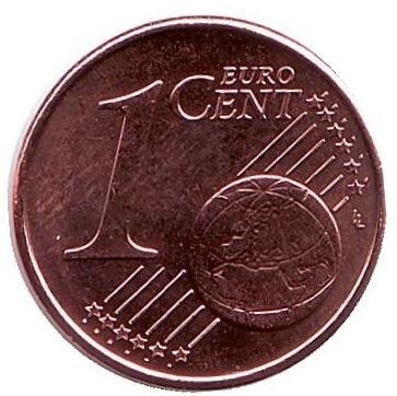 Монета 1 цент. 2017 год, Кипр.
