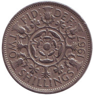 Монета 2 шиллинга. 1967 год, Великобритания. Монета 2 шиллинга. 1967 год, Великобритания.