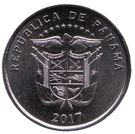 Монета 5 сентесимо. 2017 год, Панама. Сара Сотильо.