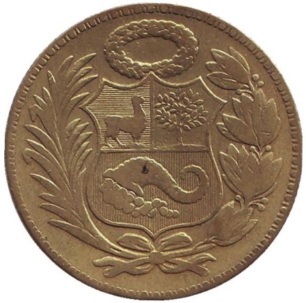 Монета 1/2 соля. 1944 год, Перу. Монета 1/2 соля. 1944 год, Перу.