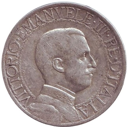 Монета 1 лира. 1912 год, Италия. Квадрига.