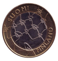Монета 5 евро. 2011 год, Финляндия. Аландские острова.