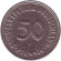 Монета 50 пфеннигов. 1967 (F) год, ФРГ. Женщина, сажающая дуб. Монета 50 пфеннигов. 1967 (F) год, ФРГ. Женщина, сажающая дуб.