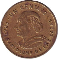 Монета 1 сентаво. 1988 год, Гватемала. Бартоломе де лас Касас. Монета 1 сентаво. 1988 год, Гватемала. Бартоломе де лас Касас.