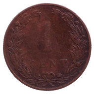 Монета 1 цент. 1906 год, Нидерланды. (Ребристый гурт) Монета 1 цент. 1906 год, Нидерланды. (Ребристый гурт)