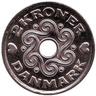 Монета 2 кроны. 2011 год, Дания. Монета 2 кроны. 2011 год, Дания.