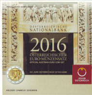 Набор монет евро (8 штук). 2016 год, Австрия. В буклете. Набор монет евро (8 штук). 2016 год, Австрия. В буклете.