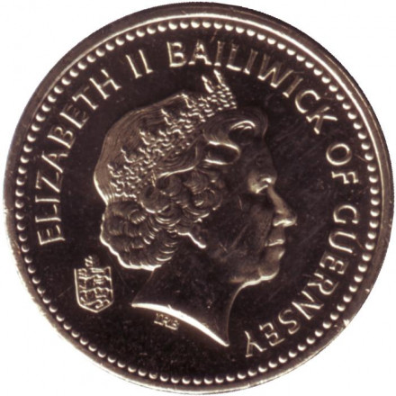Монета 1 фунт. 2003 год, Гернси.