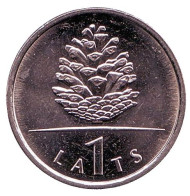 Монета 1 лат, 2006 год, Латвия. Сосновая шишка. Монета 1 лат, 2006 год, Латвия. Сосновая шишка.