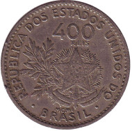 Монета 400 рейсов. 1901 год, Бразилия. Монета 400 рейсов. 1901 год, Бразилия.