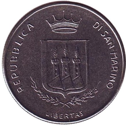 Монета 50 лир. 1983 год, Сан-Марино. Угроза ядерной войны.