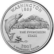 Монета 25 центов (P). 2007 год, США. Вашингтон. Штат № 42. Монета 25 центов (P). 2007 год, США. Вашингтон. Штат № 42.