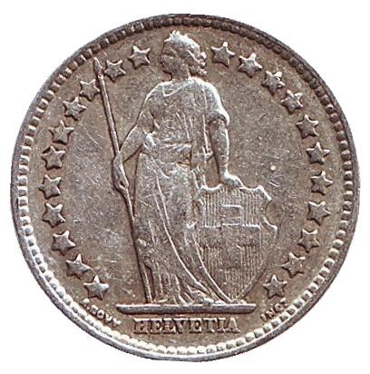 Монета 1/2 франка. 1932 год, Швейцария. Монета 1/2 франка. 1932 год, Швейцария.