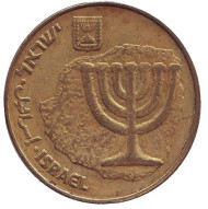 Монета 10 агор. 1993 год, Израиль. Менора (Семисвечник). Монета 10 агор. 1993 год, Израиль. Менора (Семисвечник).