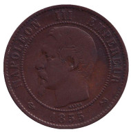 Монета 10 сантимов. 1855 год (B), Франция. (Отметка: якорь) Наполеон III. Монета 10 сантимов. 1855 год (B), Франция. (Отметка: якорь) Наполеон III.