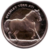 Монета 1 лира. 2014 год, Турция. Лошадь. Монета 1 лира. 2014 год, Турция. Лошадь.
