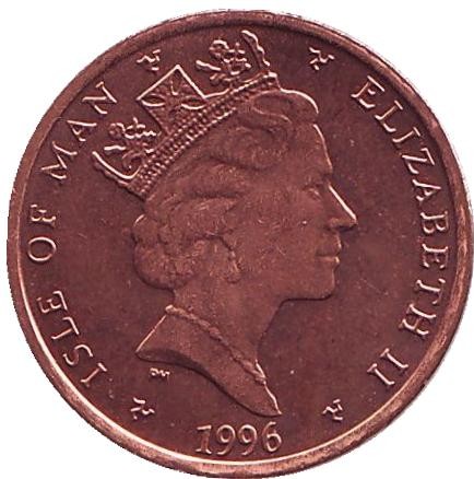 Мяч для регби. 1 пенни, 1996 год, Остров Мэн. UNC.