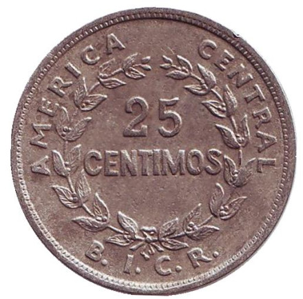 Монета 25 сантимов. 1935 год, Коста-Рика.