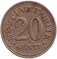 Монета 20 сентов. 1935 год, Эстония. Монета 20 сентов. 1935 год, Эстония.