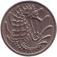 Монета 10 центов. 1979 год, Сингапур. Морской конек. Монета 10 центов. 1979 год, Сингапур. Морской конек.