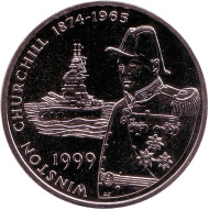 Монета 50 пенсов. 1999 год, Фолклендские острова. Уинстон Черчилль. Монета 50 пенсов. 1999 год, Фолклендские острова. Уинстон Черчилль.