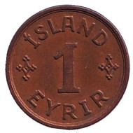 Монета 1 аурар. 1939 год, Исландия.