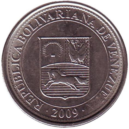 Монета 50 сентимо. 2009 год, Венесуэла. Монета 50 сентимо. 2009 год, Венесуэла.
