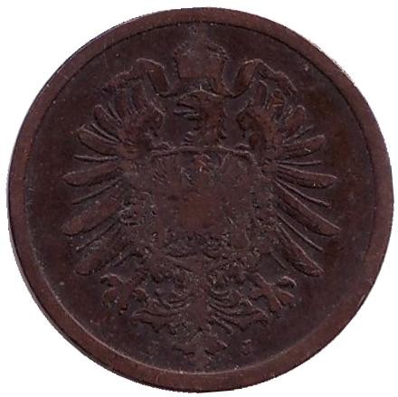 Монета 2 пфеннига. 1875 год (J), Германская империя. Монета 2 пфеннига. 1875 год (J), Германская империя.