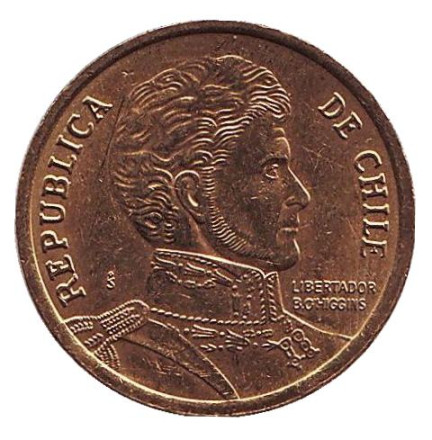 Монета 10 песо. 2014 год, Чили. (Отметка: "So") Бернардо О’Хиггинс.