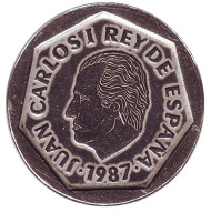 Монета 200 песет. 1987 год, Испания. Хуан Карлос I. Монета 200 песет. 1987 год, Испания. Хуан Карлос I.