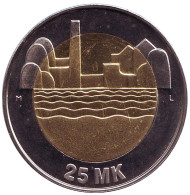Монета 25 марок. 1997 год, Финляндия. 80-летие независимости Финляндии. Монета 25 марок. 1997 год, Финляндия. 80-летие независимости Финляндии.