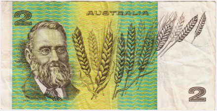 Банкнота 2 доллара. 1985 год, Австралия. Джон Макартур. P-43e. Из обращения.