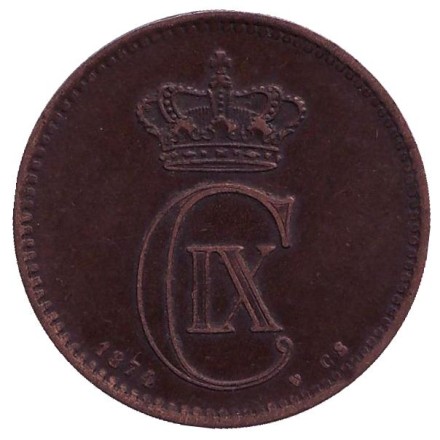 Монета 5 эре. 1874 год, Дания.
