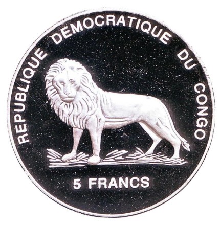 Монета 5 франков. 2000 год, Конго. Визит Леди Дианы в Индию. Монета 5 франков. 2000 год, Конго. Визит Леди Дианы в Индию.