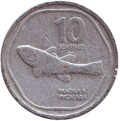 Монета 10 сентимо. 1985 год, Филиппины.